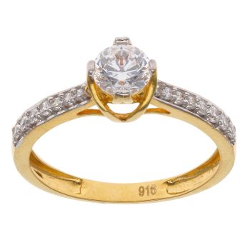 22ct Yellow Gold Cubic Zirconia Single Stone Ring