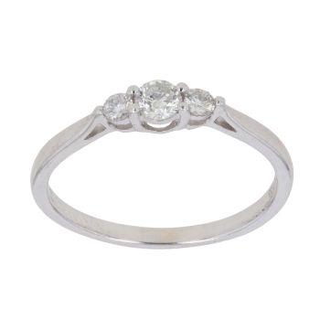 9ct White Gold 0.33ct Brilliant Cut Diamond Trilogy Ring