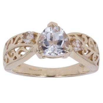 9ct Yellow Gold Cubic Zirconia Three Stone Crossover Ring