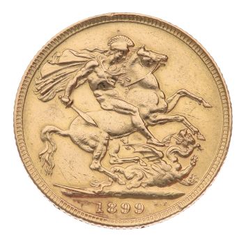 1899 Victoria Old Head UK Full Sovereign Coin