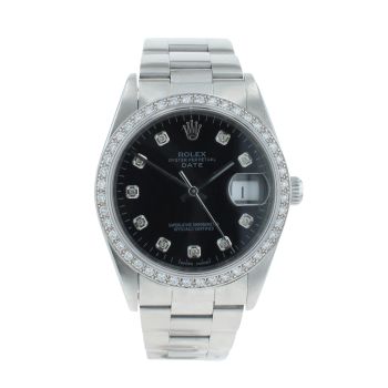 Rolex Custom Oyster Perpetual Date Pre Owned Watch Ref 15210