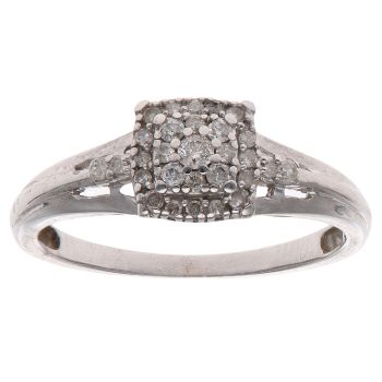 9ct White Gold 0.25ct Brilliant Cut Diamond Cluster Ring