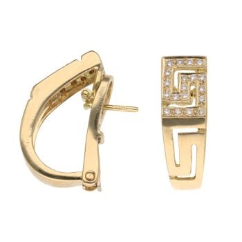18ct Yellow Gold 0.20ct Diamond Greek Key Earrings
