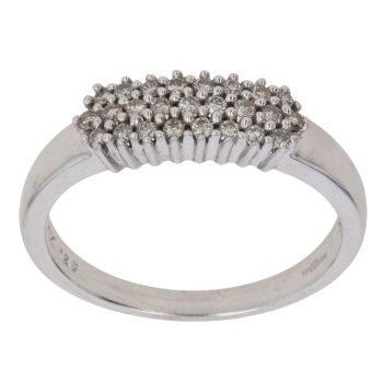 9ct White Gold 0.25ct Brilliant Cut Diamond Three Row Ring