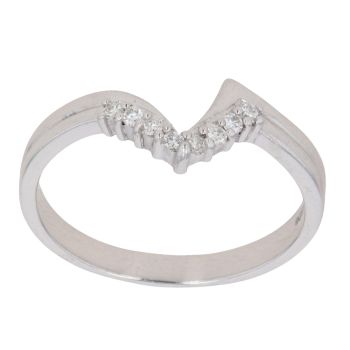 9ct White Gold 0.15ct Brilliant Cut Diamond Wishbone Ring