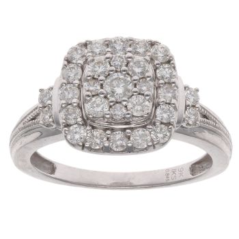 9ct White Gold 0.84ct Diamond Cluster Ring