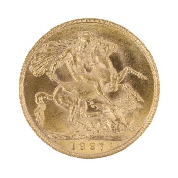 1927 George V Large Head South Africa Full Sovereign Coin