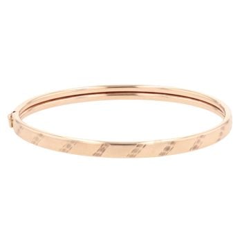 9ct Yellow Gold Line Patterned Hinged Bangle