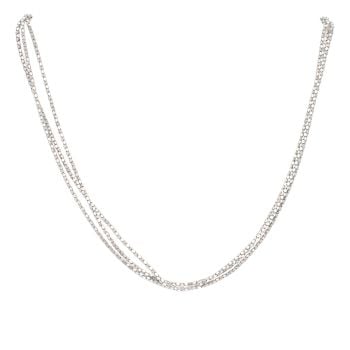 18ct White Gold Three Strand Beaded Chain 16"