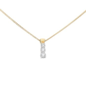 18ct Yellow Gold 0.50ct Brilliant Cut Trilogy Diamond Pendant And Chain 16"