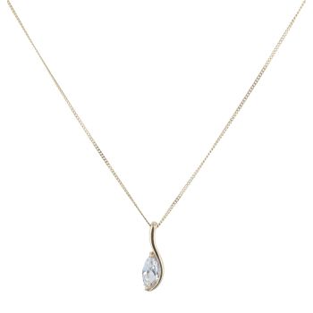 9ct Yellow Gold Cubic Zirconia Pendant and Chain 20"