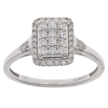 9ct White Gold 0.36ct Brilliant Cut Diamond Cluster Ring