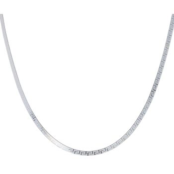 Silver Greek Key Herringbone Chain 20" By Icesia