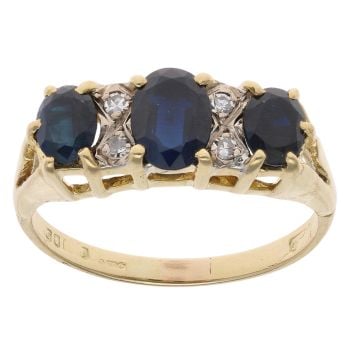 18ct Yellow Gold 0.08ct Diamond And Sapphire Fancy Ring