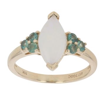 9ct Yellow Gold Opal and Green Gemstone Ring