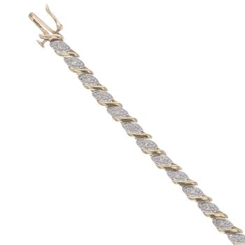 9ct Yellow Gold 0.33ct Brilliant Cut Diamond Bracelet 7"