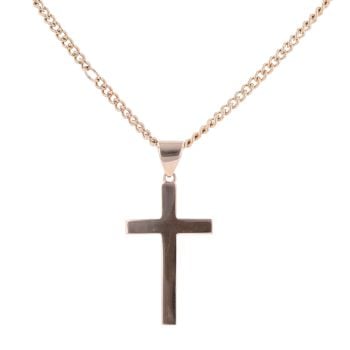 9ct Rose Gold Cross Pendant And Chain 18"