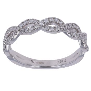 18ct White Gold 0.28ct Brilliant Cut Diamond Crossover Twist Ring