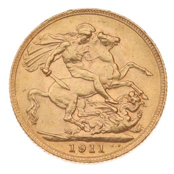 1911 George V Large Head UK Full Sovereign Coin