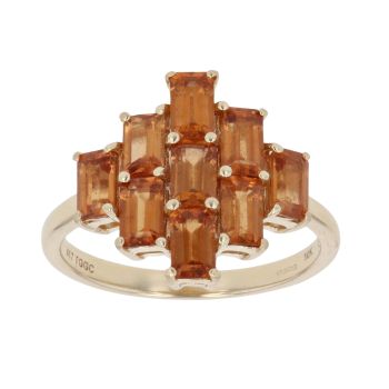 9ct Yellow Gold Orange Gemstone Cluster Ring