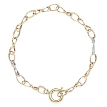 14ct Yellow Gold And White Gold Infinity Link Fancy Bracelet 7.5"