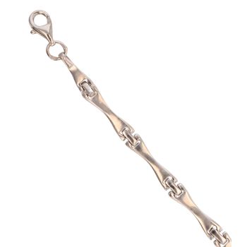 9ct White Gold Brushed Bar Fancy Bracelet 7"