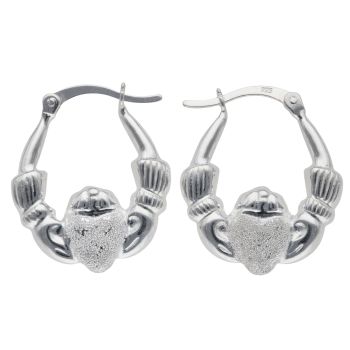 Silver Claddagh Creole Earrings By Icesia
