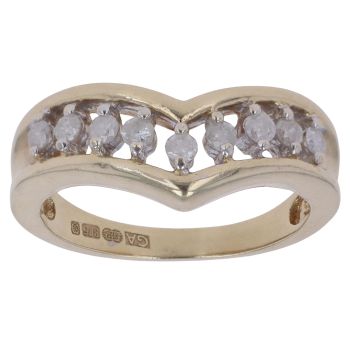 9ct Yellow Gold 0.25ct Brilliant Cut Diamond Wishbone Ring