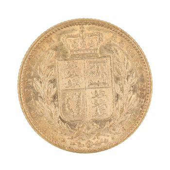 1857 Victoria Young Head Shield UK Full Sovereign Coin