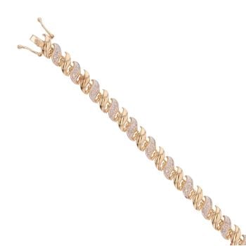 9ct Yellow Gold 0.20ct Brilliant Cut Diamond Fancy Bracelet 7"