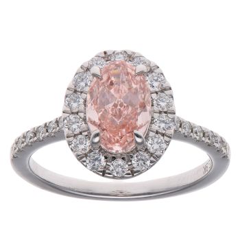 9ct White Gold 2.00ct Oval and Brilliant Cut Pink and Colourless Lab Grown Diamond Cluster Ring