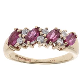 9ct Yellow Gold 0.10ct Diamond and Ruby Ring