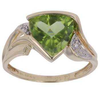 9ct Yellow Gold 0.02ct Diamond and Peridot Ring