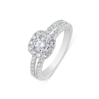 9ct White Gold 1.00ct Lab Grown Diamond Solitaire Halo Ring G VS