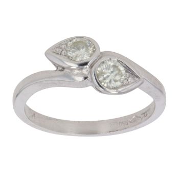 Platinum 0.40ct Brilliant Cut Diamond Two Stone Ring