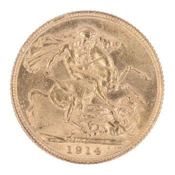 1914 George V Large Head UK Full Sovereign Coin
