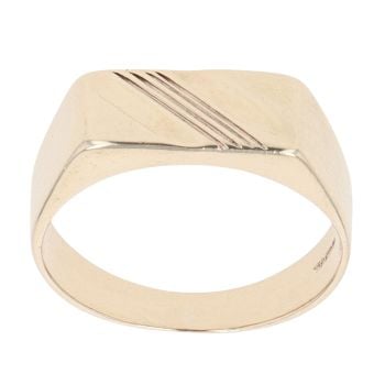 9ct Yellow Gold Rectangle Stripe Signet Ring