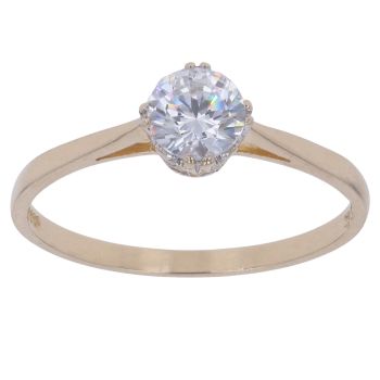 14ct Yellow Gold Cubic Zirconia Single Stone Ring