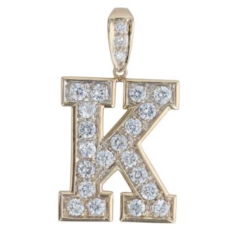 9ct Yellow Gold Cubic Zirconia K Initial Pendant