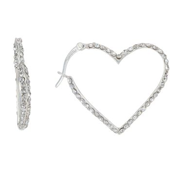 Sterling Silver Crystal Heart Hoop Earrings By Icesia