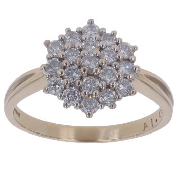 9ct Yellow Gold 1.00ct Brilliant Cut Diamond Cluster Ring