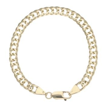 9ct Yellow Gold Double Curb Fancy Bracelet 7"