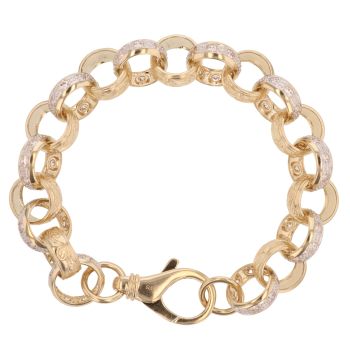 9ct Yellow Cubic Zirconia Patterned Belcher Bracelet 9"