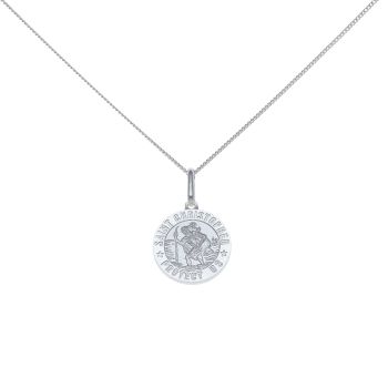 Silver St Christopher Pendant and Chain 18"
