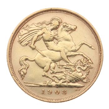 1908 Edward VII Large Head Australia Half Sovereign Coin