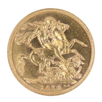 1918 George V Large Head Australia Full Sovereign Coin