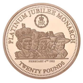 2022 Platinum Jubilee Monarch Tristan Da Cunha Twenty Pound Coin Boxed