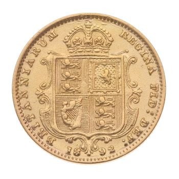 1892 Victoria Half Sovereign Coin