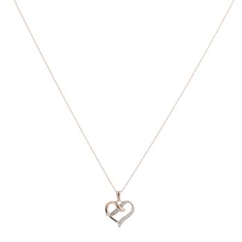 9ct Yellow Gold 0.05ct Diamond Heart Pendant and Chain 18"