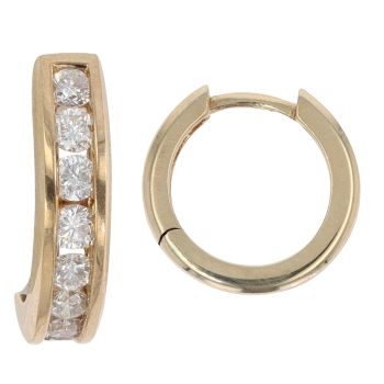 9ct Yellow Gold 0.45ct Brilliant Cut Diamond Small Hoop Earrings
